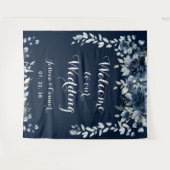 Tenture Navy Dusty Blue Eucalyptus Bienvenue à notre maria (Devant (Horizontal))