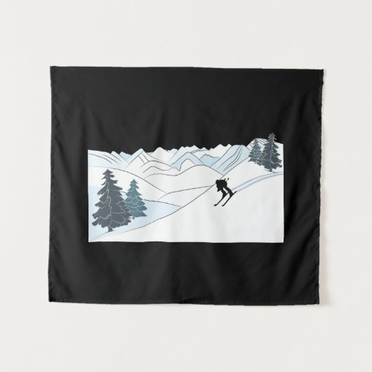 Tenture Né à Ski - Ski Resort Scene Sports d'hiver (Devant (Horizontal))