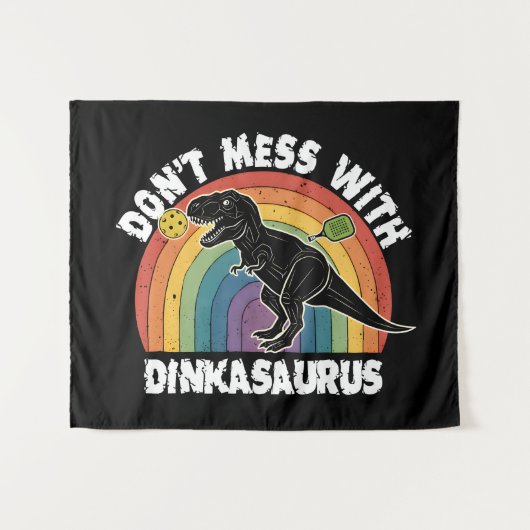 Tenture Ne Touchez Pas Au Pickleball Dinkasaurus (Devant (Horizontal))