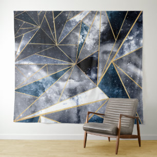 Tenture Nebula Galaxie moderne Triangles géométriques d'or