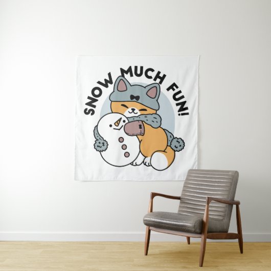 Tenture Neige beaucoup amusant Chat hiver vacances Design (En situation)