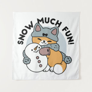 Tenture Neige beaucoup amusant Chat hiver vacances Design
