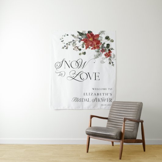 Tenture Neige en amour Fête des mariées À feuillage persis (En situation)