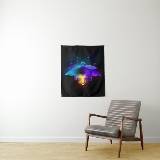 Tenture Neon Firefly sur noir (En situation)