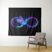 Tenture Neon Infinity Symbol with Glowing Hummingbird (En situation (horizontale))