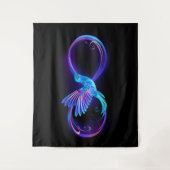 Tenture Neon Infinity Symbol with Glowing Hummingbird (Devant)