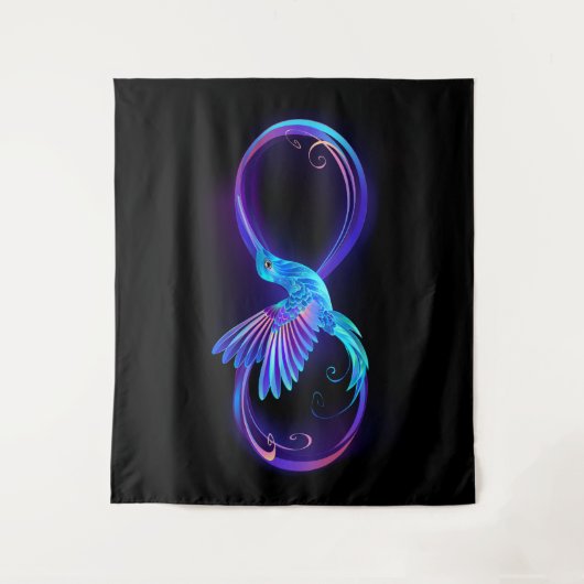 Tenture Neon Infinity Symbol with Glowing Hummingbird (Devant)