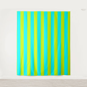 Tenture Neon Lime Jaune et Neon Cyan Cool rayé