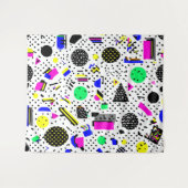 Tenture Neon Retro Memphis Geometric Chaos Pattern (Devant (Horizontal))