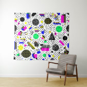 Tenture Neon Retro Memphis Geometric Chaos Pattern (En situation (horizontale))