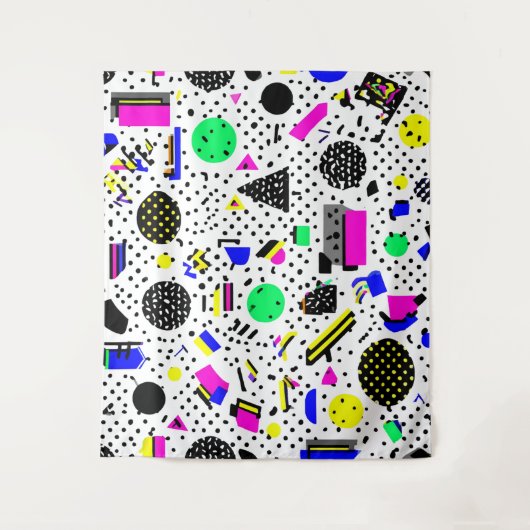 Tenture Neon Retro Memphis Geometric Chaos Pattern (Devant)