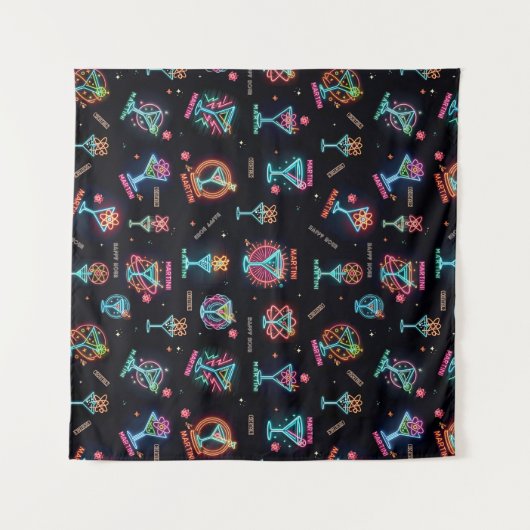 Tenture Neon Sign Space Age Atomic Martini Cocktails Impri (Devant (Horizontal))