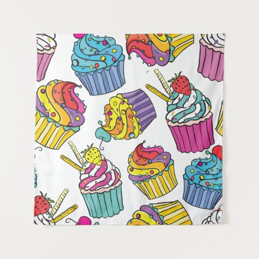 Tenture Néons Cakes : Motif Pop Art. (Devant)