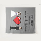 Tenture Nerdy 8 bits coeur mariage ou fiançailles arrière- (Devant (Horizontal))