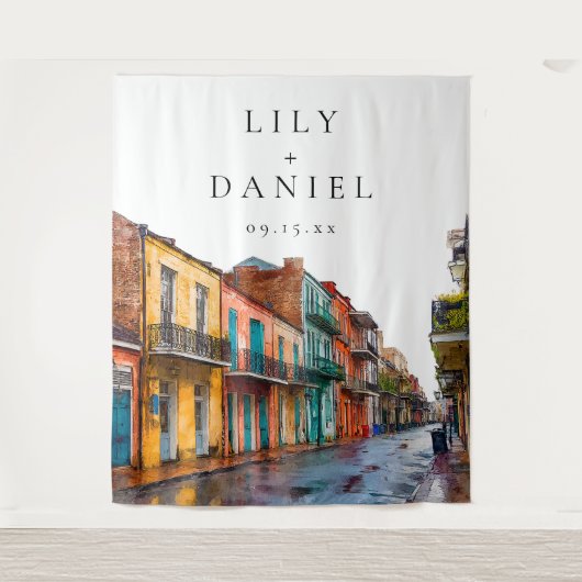 Tenture New Orleans Wedding Photo Backdrop (Devant)