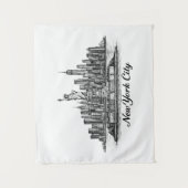 Tenture New York City Skyline Line Art Illustration (Devant)
