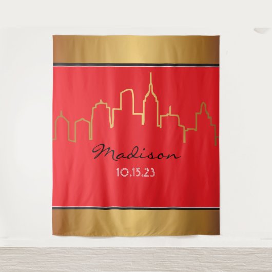 Tenture NEW YORK SKYLINE BROADWAY Photo-Op Backdrop (Devant)