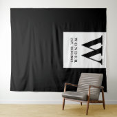Tenture Newly Wed Monogram black Wedding backdrop (En situation (horizontale))