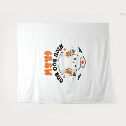 Tenture Nicu boo boo équipage halloween, Nicu Boo Crew Fun (Devant (Horizontal))