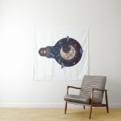 Tenture Night Sky and Cottage Inside a Lightbulb (En situation (horizontale))