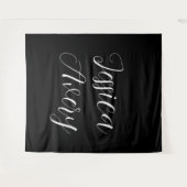 Tenture N'importe quel nom | Élégant script blanc éditable (Devant (Horizontal))