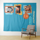 Tenture N'importe quelle photo d'âge 40ème fête bleue fond (En situation (horizontale))