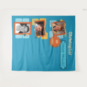 Tenture N'importe quelle photo d'âge 40ème fête bleue fond (Devant (Horizontal))