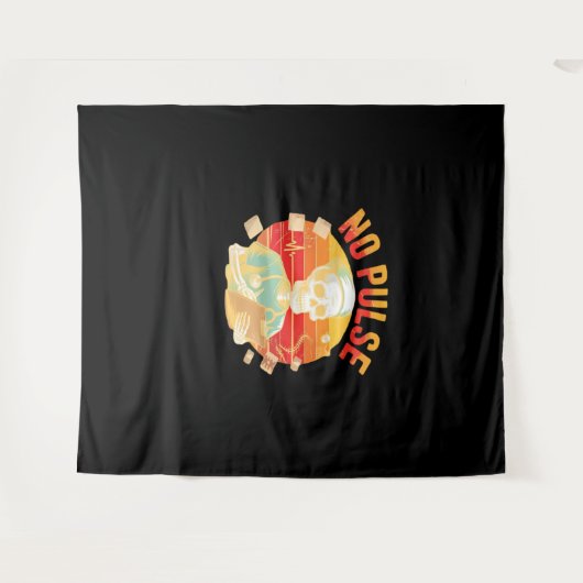 Tenture No Pulse Skeleton Nurse Funny Médicale Halloween P (Devant (Horizontal))