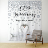 Tenture Noces de diamant 60e anniversaire cygnes blancs am (En situation)