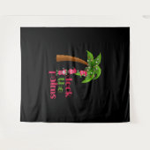 Tenture NOËL À LA PLAGE graphique SANTAS ELVES PALM (Devant (Horizontal))