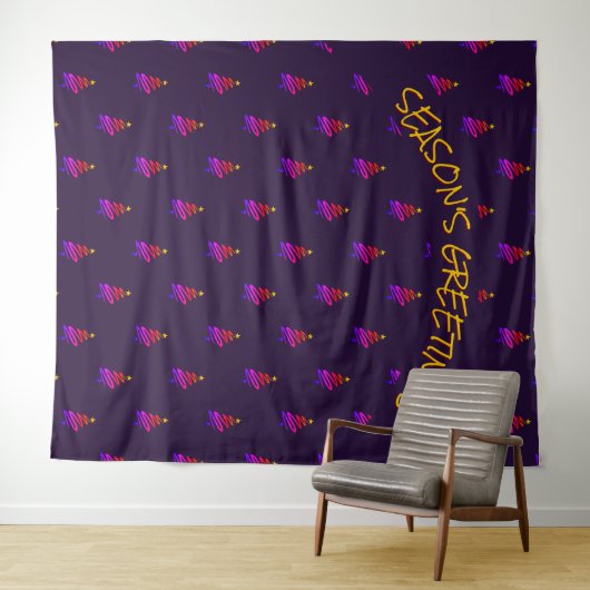 Tenture Noël | Arbre de fête | Fond violet (En situation (horizontale))