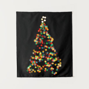 Tenture Noël Arbre Lumières Bokeh Nuit