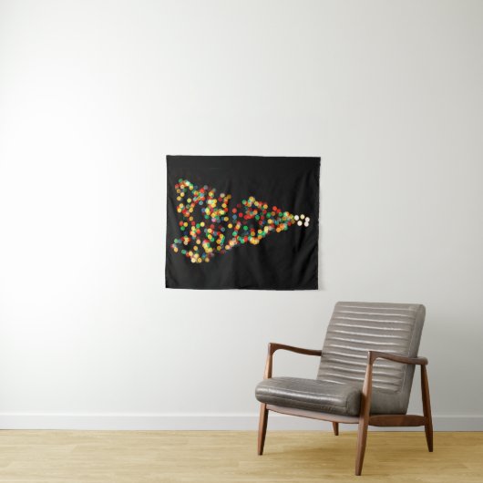 Tenture Noël Arbre Lumières Bokeh Nuit (En situation (horizontale))