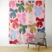 Tenture Noël Bows Coquette rose (En situation)