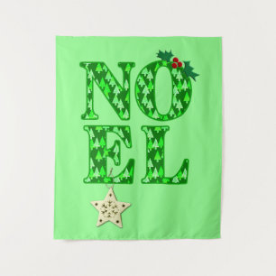 Tenture NOEL dans un arbre de Noël vert Motif