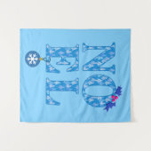 Tenture NOEL dans un Motif d'arbre de Noël bleu (Devant (Horizontal))