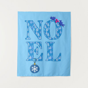 Tenture NOEL dans un Motif d'arbre de Noël bleu