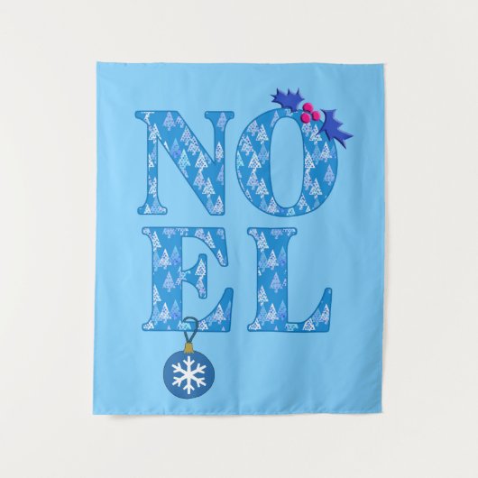 Tenture NOEL dans un Motif d'arbre de Noël bleu (Devant)
