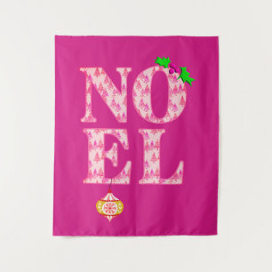 Tenture NOEL dans un Motif d'arbre de Noël rose