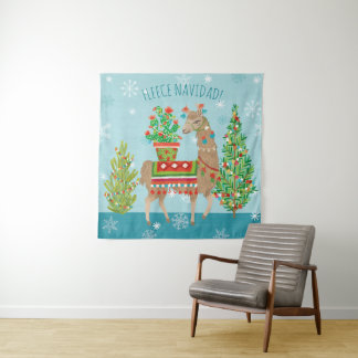 Tenture Noël de lamas de Navidad | d'ouatine beau