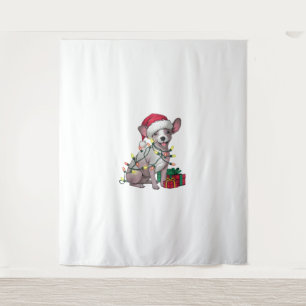 Tenture Noël Éclairage Santa Chapeau Mexicain Chiens sans