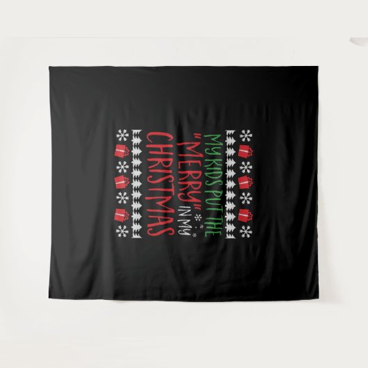 Tenture Noël - Mes enfants mettent la joie dans ma christm (Devant (Horizontal))