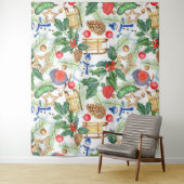Tenture Noël Noël Noël Noël Snowman, Pine Cones, Holly (En situation)