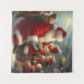 Tenture Noël Père Noël avec enfants 2 (Devant (Horizontal))