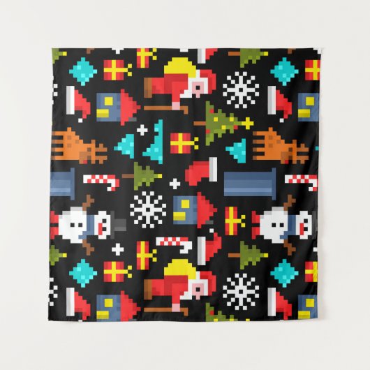 Tenture Noël Pixel (Devant (Horizontal))