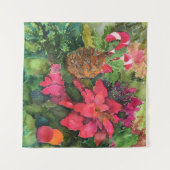 Tenture Noel Poinsettia peinture aquarelle originale (Devant (Horizontal))