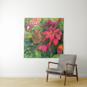 Tenture Noel Poinsettia peinture aquarelle originale (En situation)
