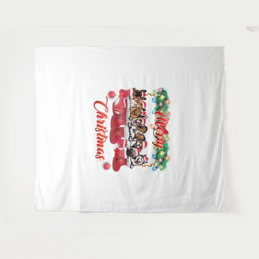 Tenture Noël Pyjama Chiens mignons Noël Amoureux des chien (Devant (Horizontal))