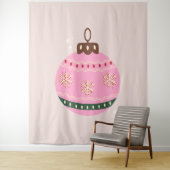 Tenture Noël Rétro Vacances rose Bauble (En situation)