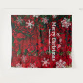 Tenture Noël Rouge Vert Flocon de neige | Fond de fête (Devant (Horizontal))